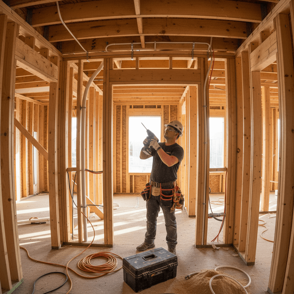 Electrical conduit installation in new construction